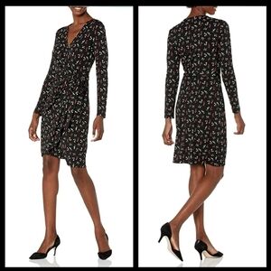 𝅺Lark & Ro Small wrap style black with red, white midi dress small